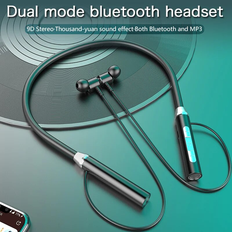 Wireless Headphone Fone Bt 5.0 Neckband Earphones Silicone Hifi Stereo Sports Headset Halter Waterproof Magnetic Earbuds