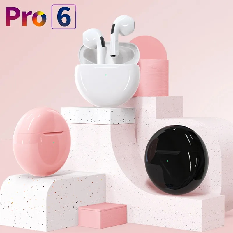Original Pro6 tws Wireless bt headset 5.0 Bluetooth Earphones Sport Earbuds Smart touch Music Headset For all smartphones