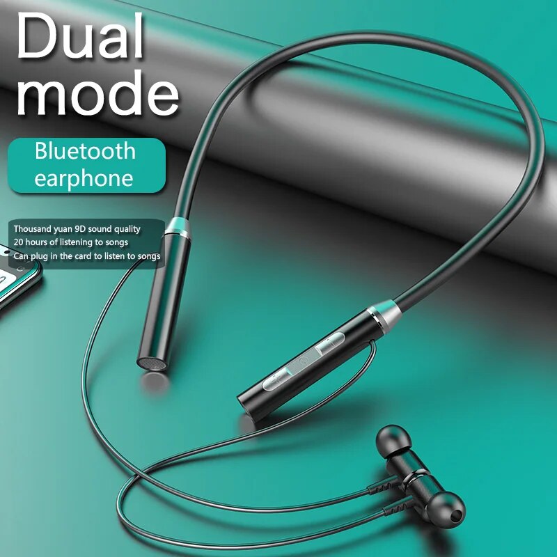 Wireless Headphone Fone Bt 5.0 Neckband Earphones Silicone Hifi Stereo Sports Headset Halter Waterproof Magnetic Earbuds