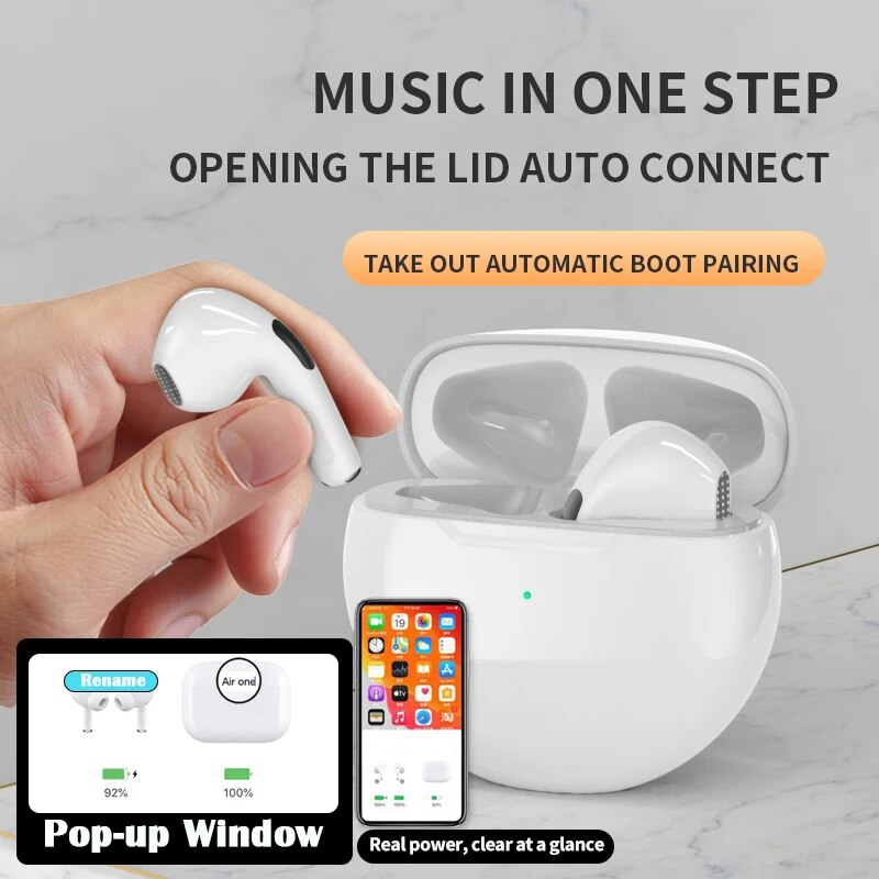 Original Pro6 tws Wireless bt headset 5.0 Bluetooth Earphones Sport Earbuds Smart touch Music Headset For all smartphones
