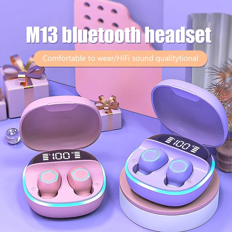 NEW M13 TWS Wireless Earbud Bt 5.2 Earphone In Ear HiFi Stereo Earphone With Mic Waterproof Earplugs Bass Music Headset