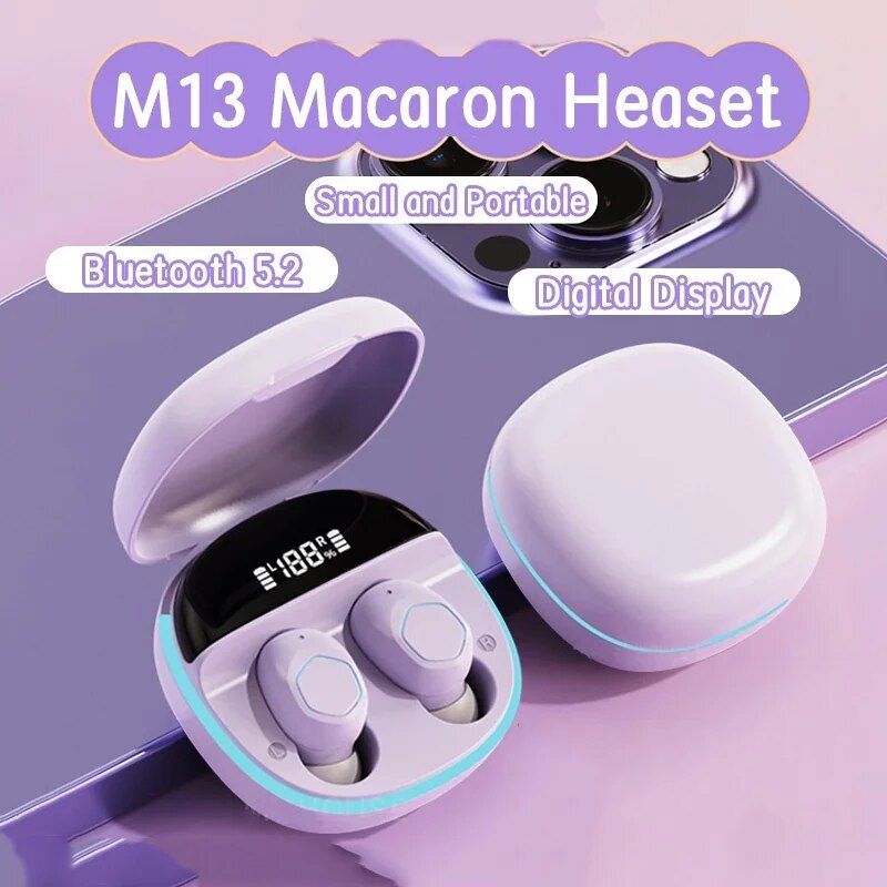 M13 NEW TWS Wireless Earbud Bt 5.2 Earphone In Ear HiFi Stereo Earphone With Mic Waterproof Earplugs Bass Music Headset