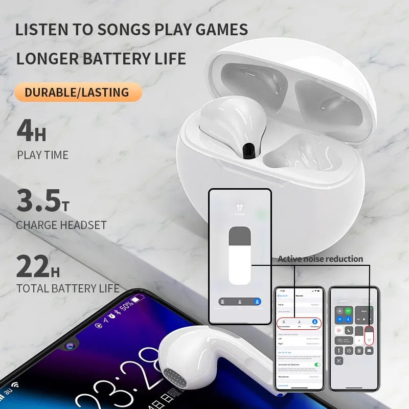 Original Pro6 tws Wireless bt headset 5.0 Bluetooth Earphones Sport Earbuds Smart touch Music Headset For all smartphones